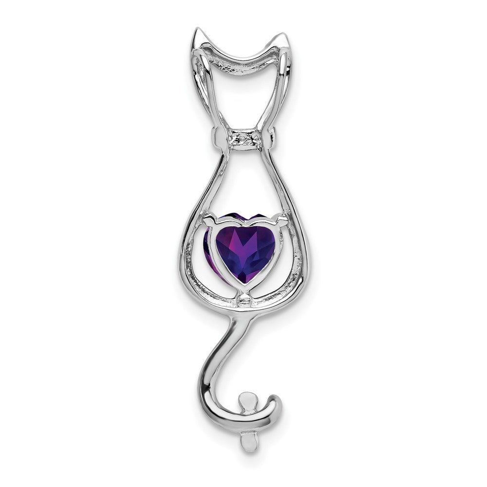 14k White Gold Amethyst and Diamond Cat Pendant-PM7030-AM-002-WA
