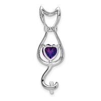 14k White Gold Amethyst and Diamond Cat Pendant-PM7030-AM-002-WA