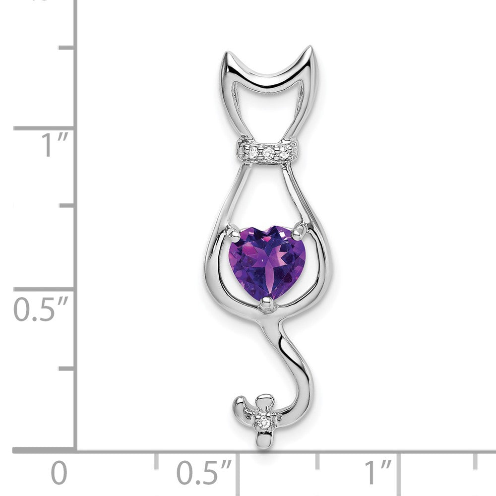 14k White Gold Amethyst and Diamond Cat Pendant-PM7030-AM-002-WA