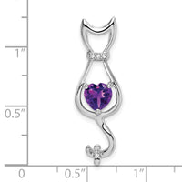 14k White Gold Amethyst and Diamond Cat Pendant-PM7030-AM-002-WA