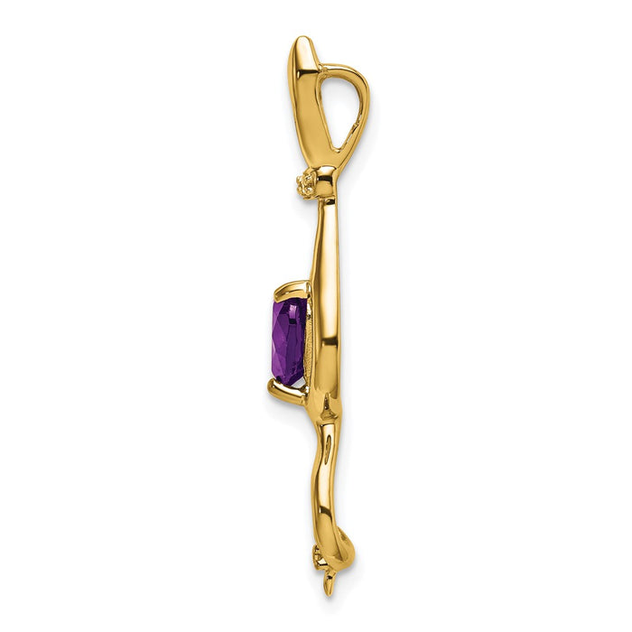 14k Amethyst and Diamond Cat Pendant-PM7030-AM-002-YA