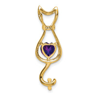 14k Amethyst and Diamond Cat Pendant-PM7030-AM-002-YA