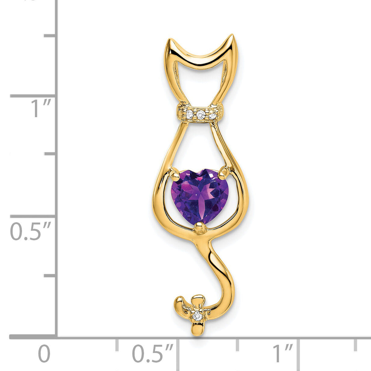 14k Amethyst and Diamond Cat Pendant-PM7030-AM-002-YA