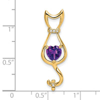 14k Amethyst and Diamond Cat Pendant-PM7030-AM-002-YA