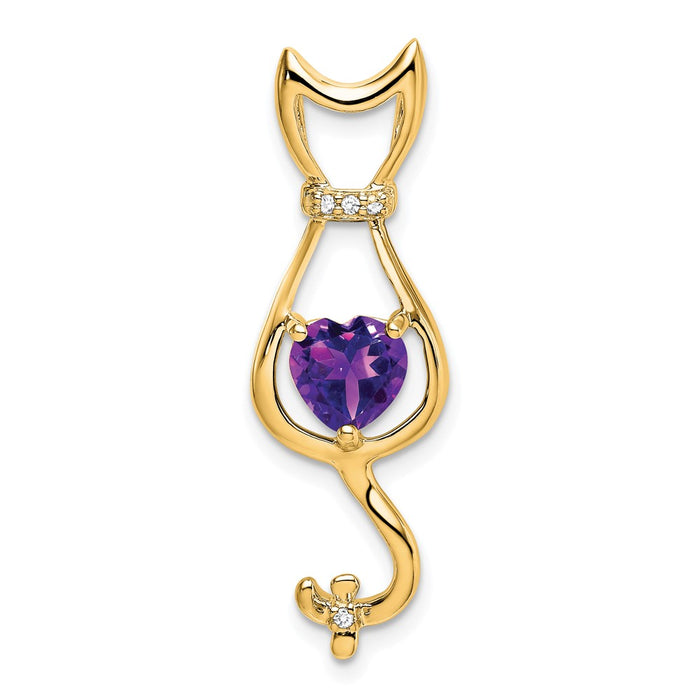 14k Amethyst and Diamond Cat Pendant-PM7030-AM-002-YA