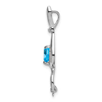 14k White Gold Blue Topaz and Diamond Cat Pendant-PM7030-BT-002-WA