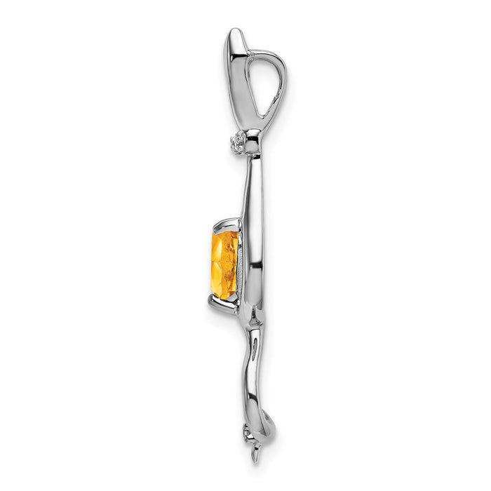 14k White Gold Citrine and Diamond Cat Pendant-PM7030-CI-002-WA