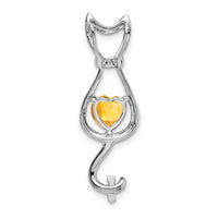 14k White Gold Citrine and Diamond Cat Pendant-PM7030-CI-002-WA
