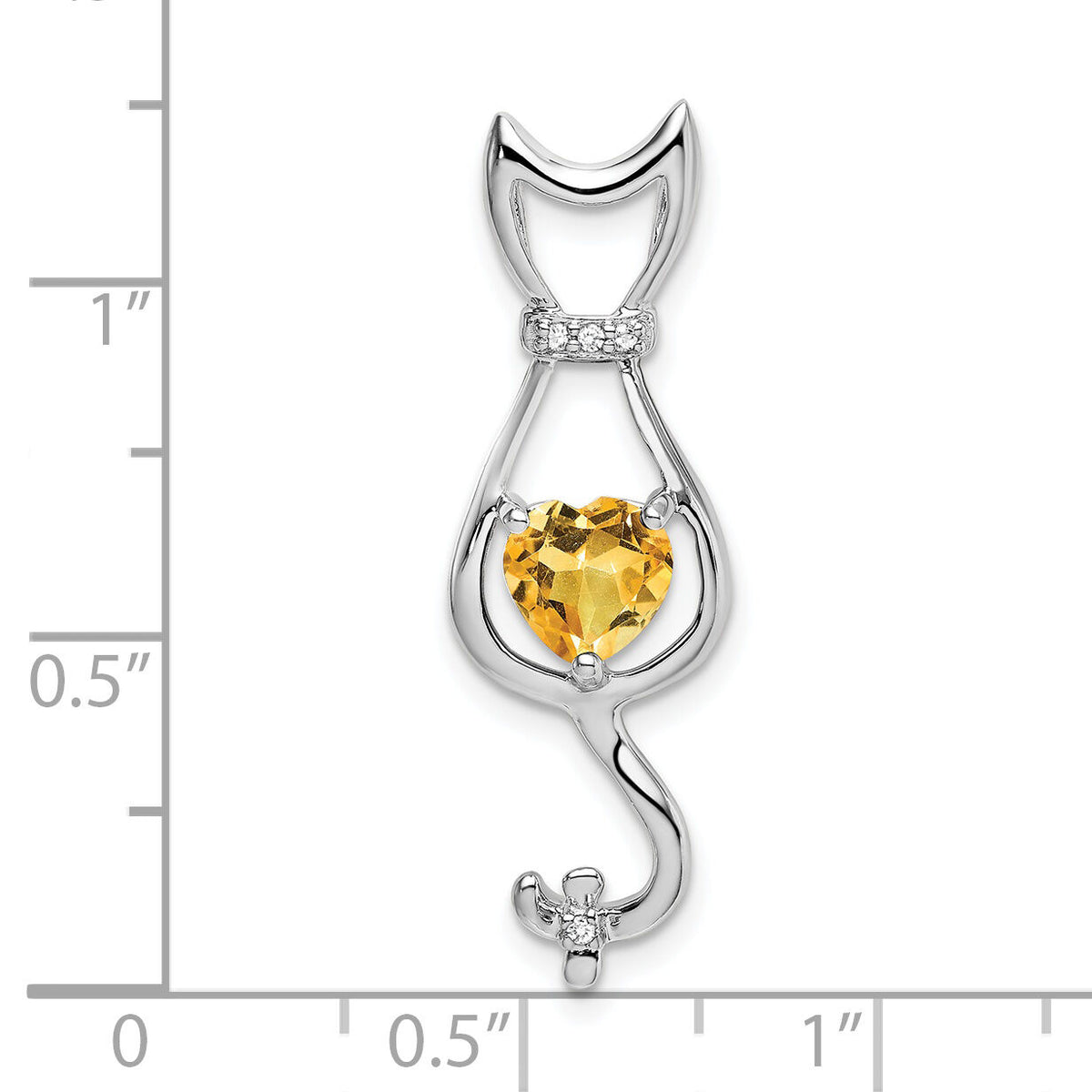 14k White Gold Citrine and Diamond Cat Pendant-PM7030-CI-002-WA