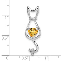 14k White Gold Citrine and Diamond Cat Pendant-PM7030-CI-002-WA