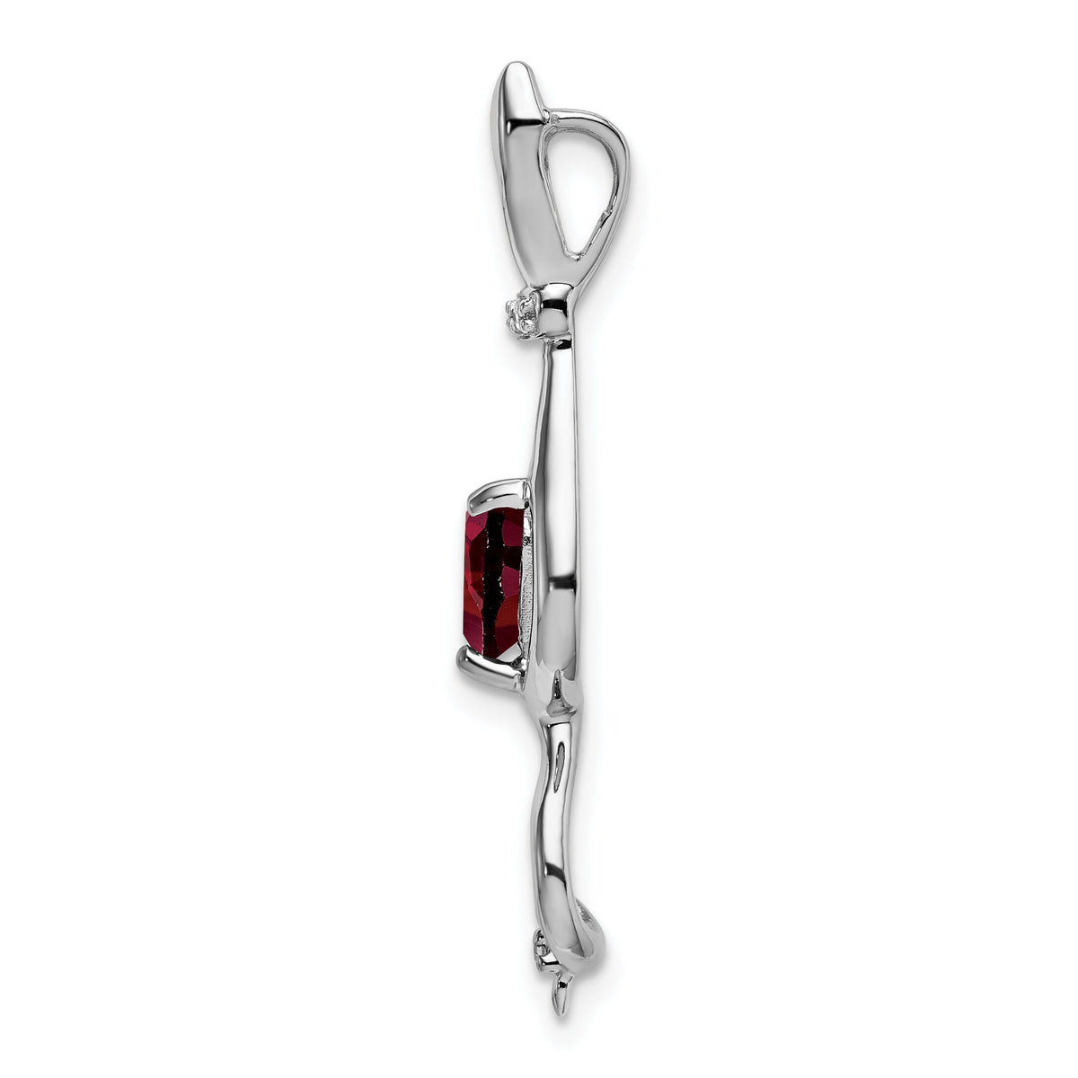 14k White Gold Garnet and Diamond Cat Pendant-PM7030-GA-002-WA