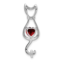 14k White Gold Garnet and Diamond Cat Pendant-PM7030-GA-002-WA