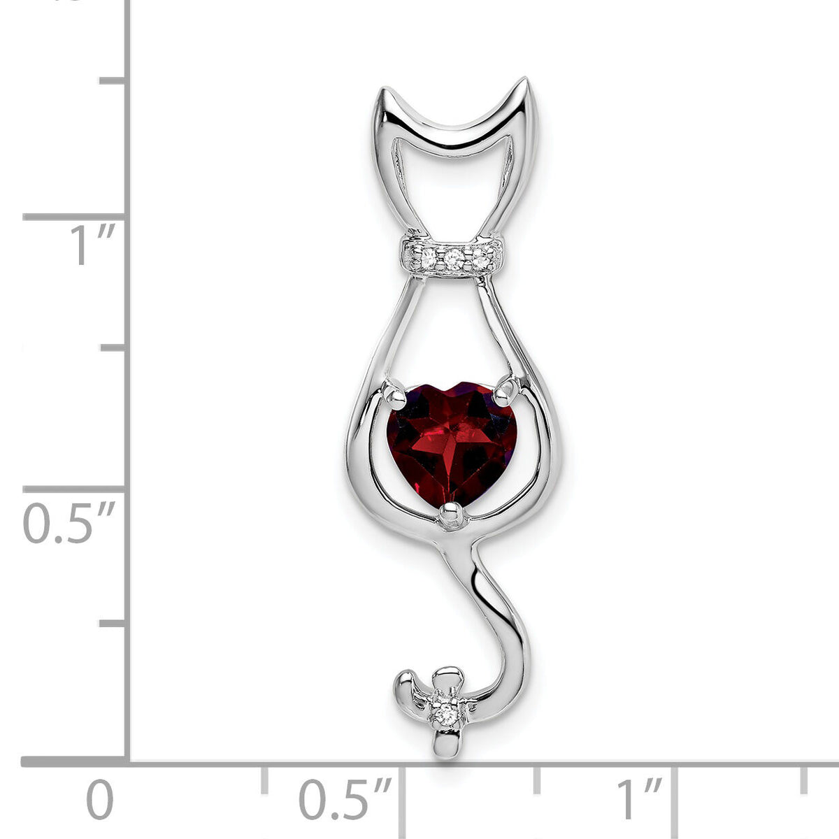 14k White Gold Garnet and Diamond Cat Pendant-PM7030-GA-002-WA