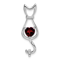 14k White Gold Garnet and Diamond Cat Pendant-PM7030-GA-002-WA