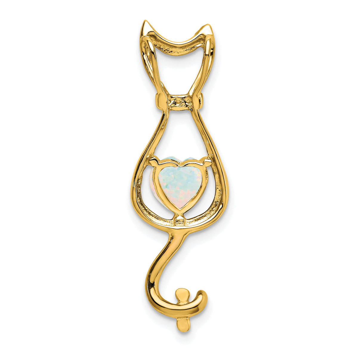 14k Created Opal and Diamond Cat Pendant-PM7030-OP-002-YA