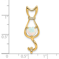 14k Created Opal and Diamond Cat Pendant-PM7030-OP-002-YA