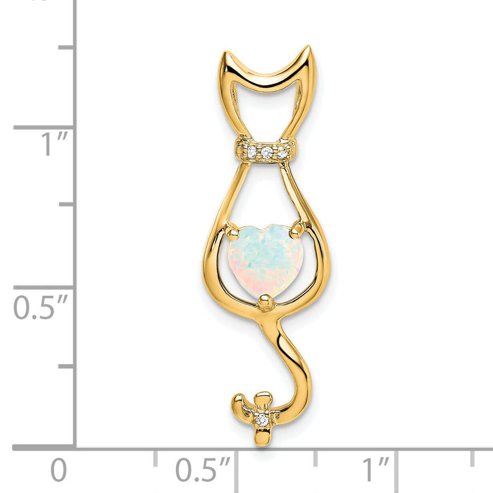 14k Created Opal and Diamond Cat Pendant-PM7030-OP-002-YA