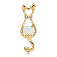 14k Created Opal and Diamond Cat Pendant-PM7030-OP-002-YA