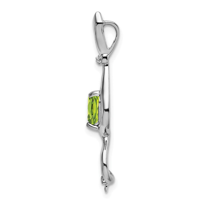 14k White Gold Peridot and Diamond Cat Pendant-PM7030-PE-002-WA