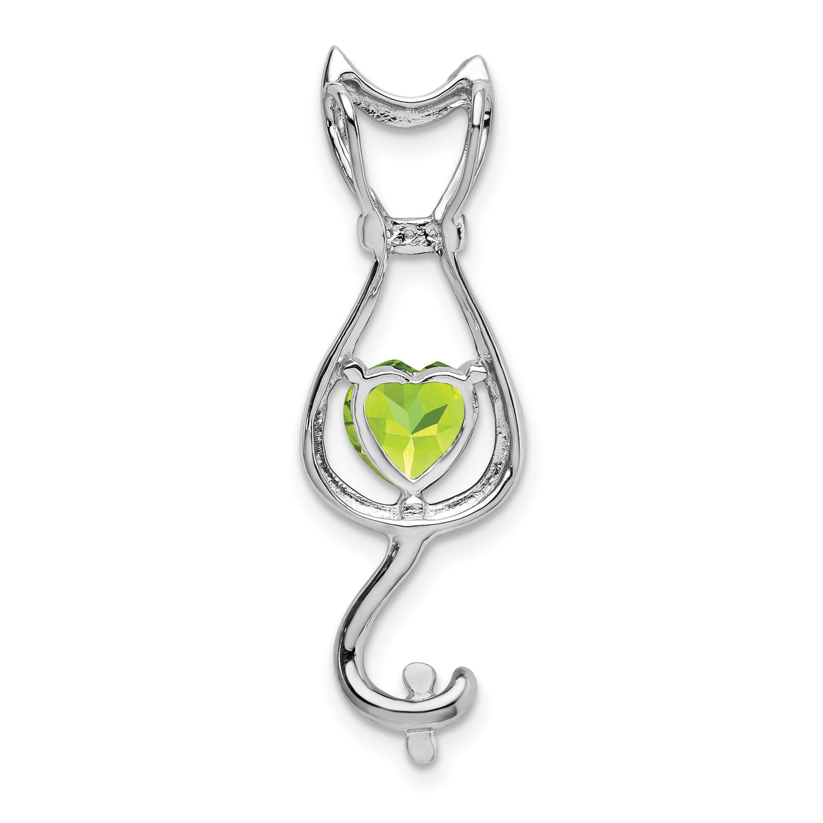14k White Gold Peridot and Diamond Cat Pendant-PM7030-PE-002-WA