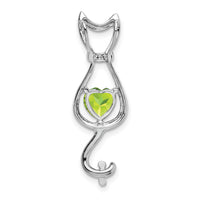 14k White Gold Peridot and Diamond Cat Pendant-PM7030-PE-002-WA