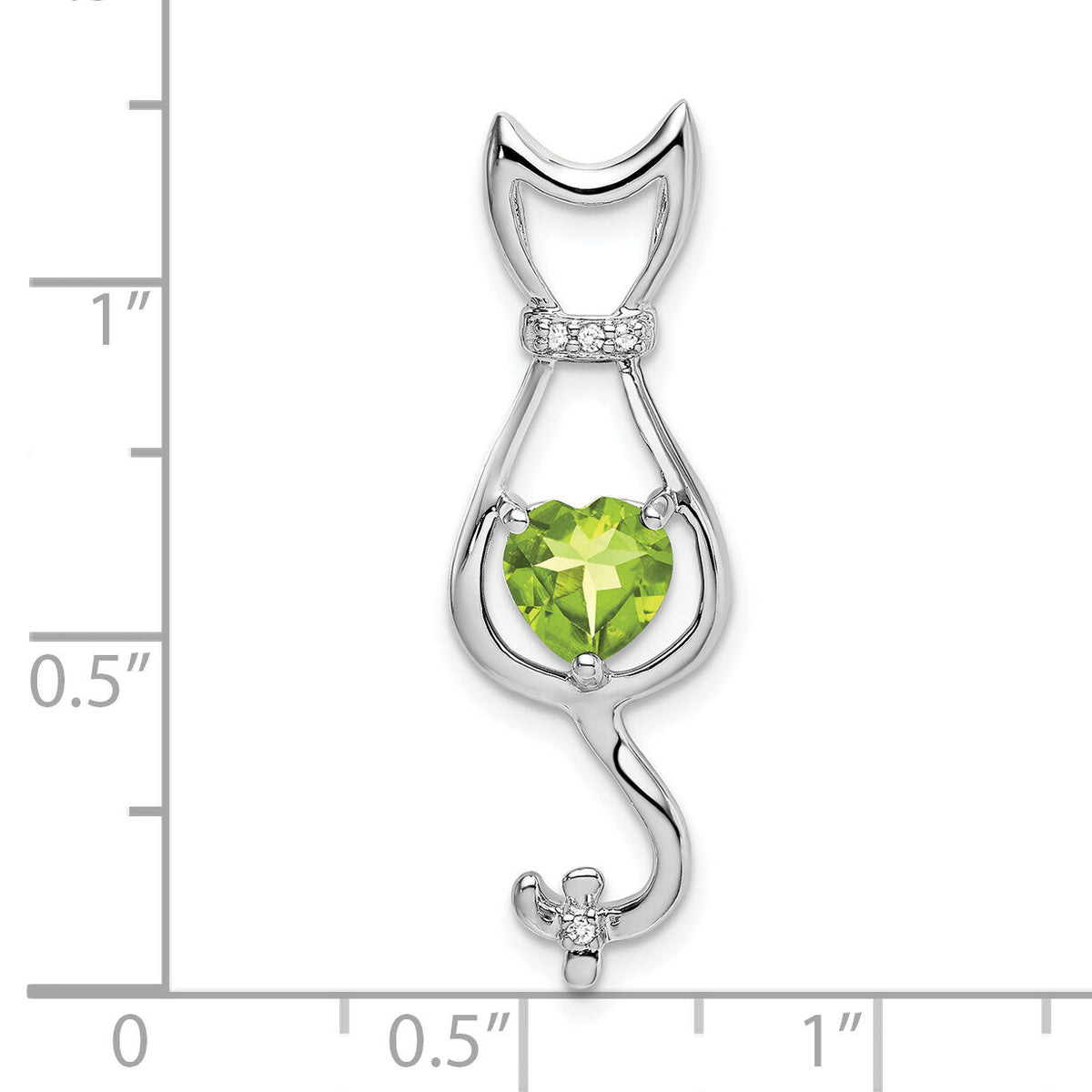 14k White Gold Peridot and Diamond Cat Pendant-PM7030-PE-002-WA