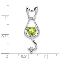 14k White Gold Peridot and Diamond Cat Pendant-PM7030-PE-002-WA