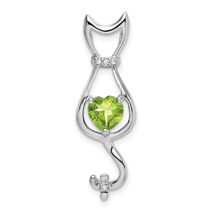 14k White Gold Peridot and Diamond Cat Pendant-PM7030-PE-002-WA