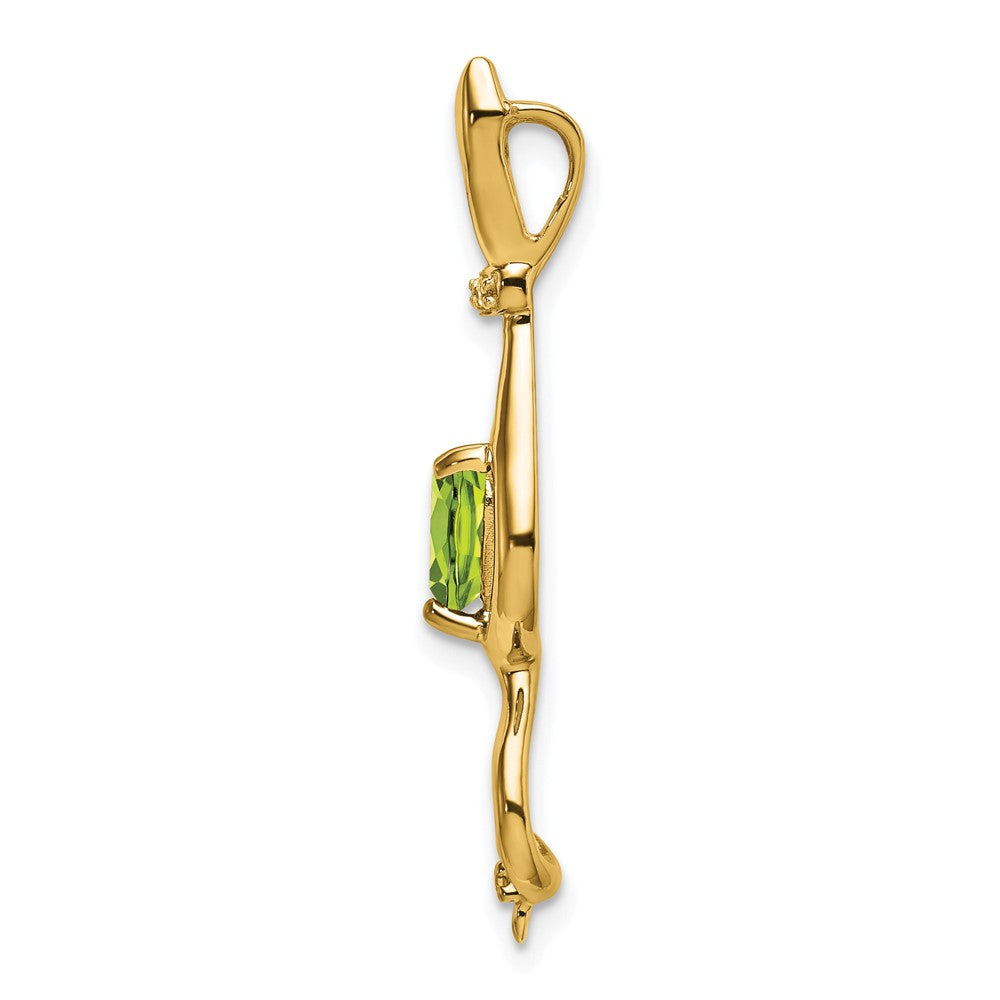 14k Peridot and Diamond Cat Pendant-PM7030-PE-002-YA