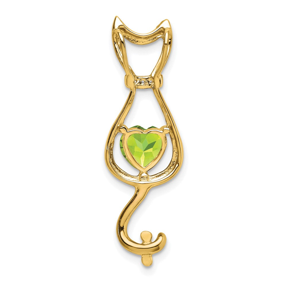 14k Peridot and Diamond Cat Pendant-PM7030-PE-002-YA
