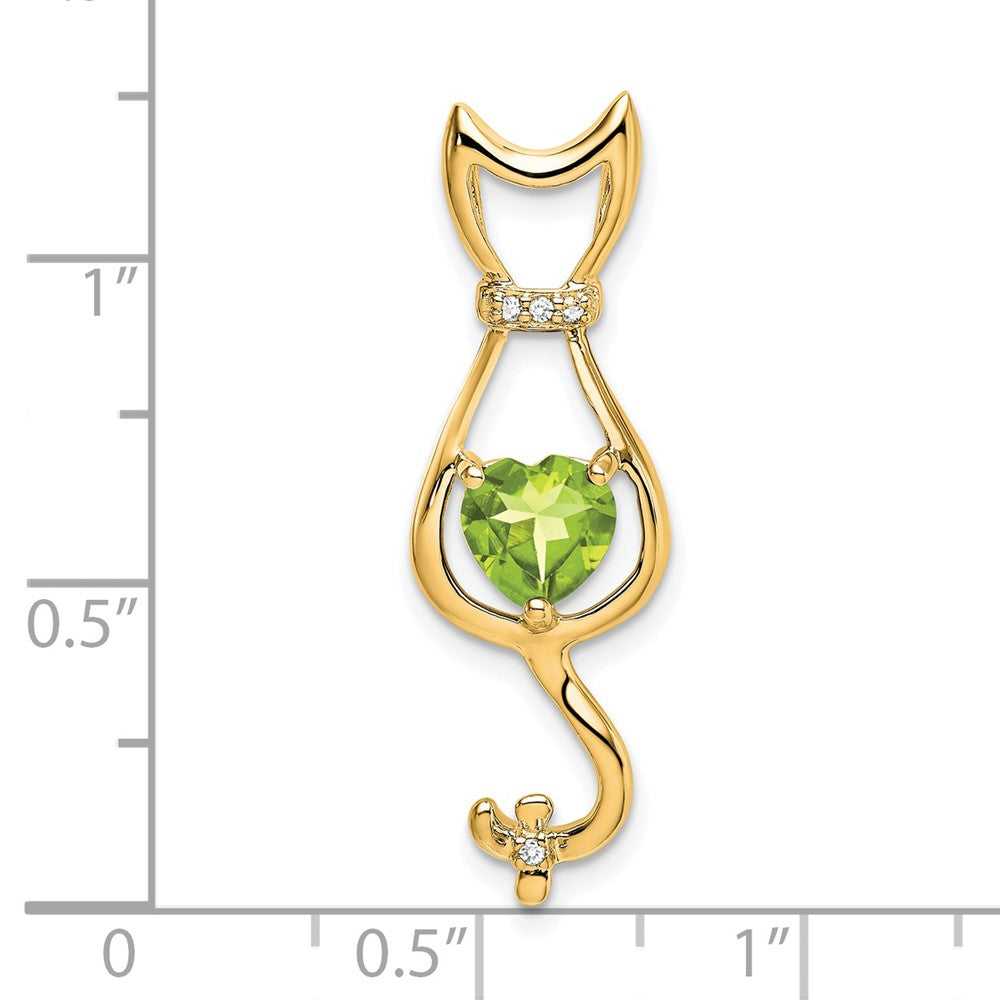 14k Peridot and Diamond Cat Pendant-PM7030-PE-002-YA