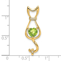 14k Peridot and Diamond Cat Pendant-PM7030-PE-002-YA
