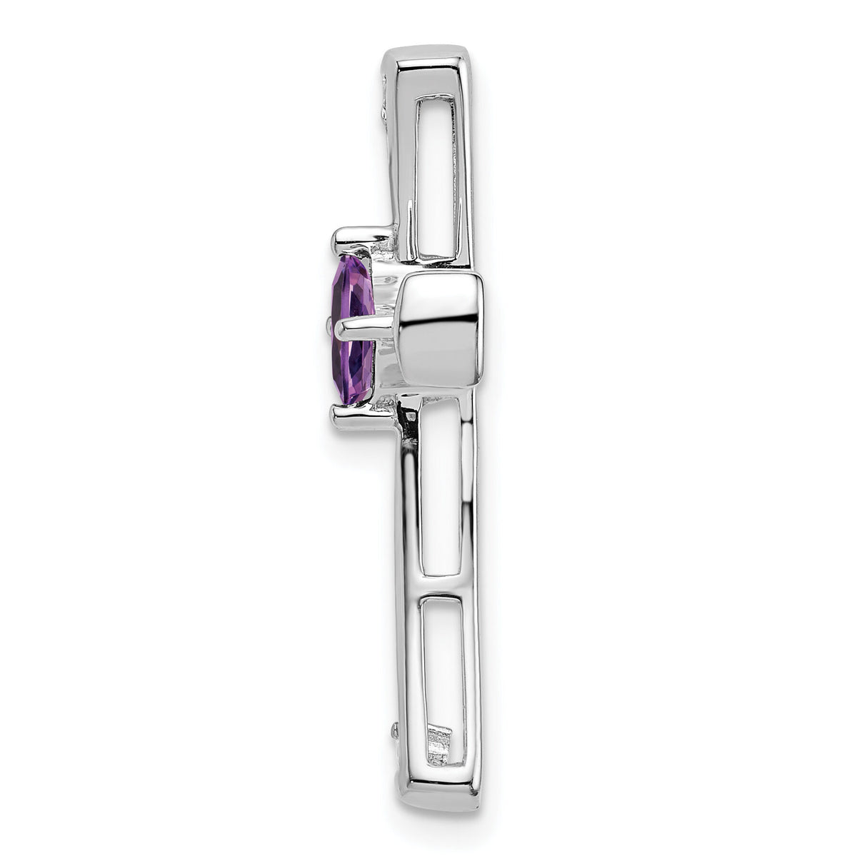 14k White Gold Amethyst and Diamond Cross Chain Slide-PM7031-AM-005-WA