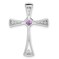14k White Gold Amethyst and Diamond Cross Chain Slide-PM7031-AM-005-WA