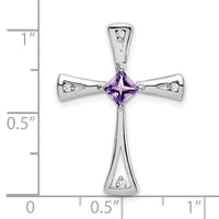 14k White Gold Amethyst and Diamond Cross Chain Slide-PM7031-AM-005-WA