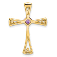 14k Amethyst and Diamond Cross Chain Slide-PM7031-AM-005-YA