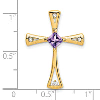 14k Amethyst and Diamond Cross Chain Slide-PM7031-AM-005-YA