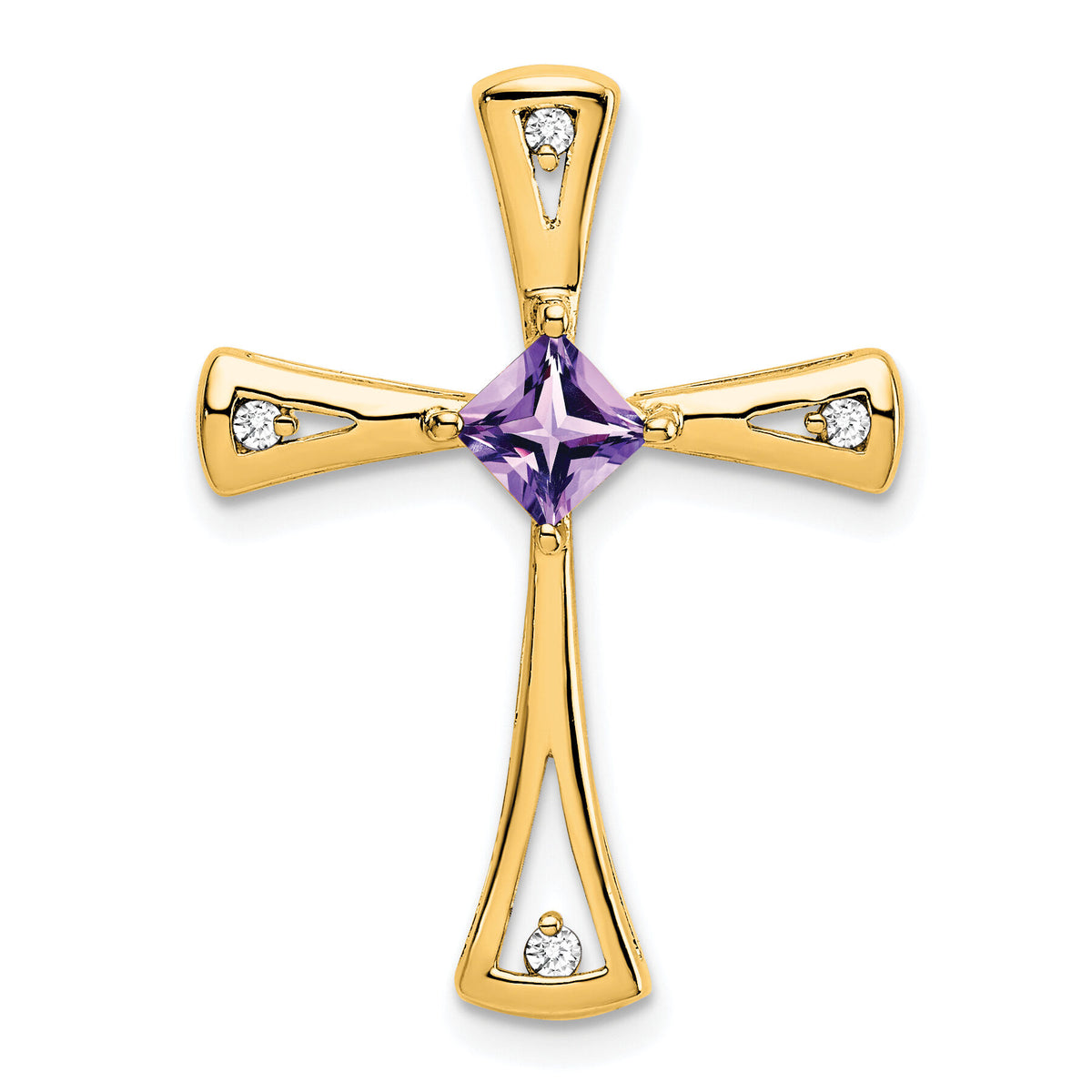 14k Amethyst and Diamond Cross Chain Slide-PM7031-AM-005-YA