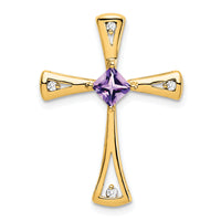 14k Amethyst and Diamond Cross Chain Slide-PM7031-AM-005-YA