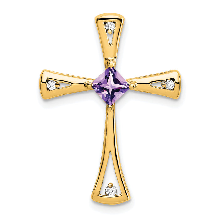 14k Amethyst and Diamond Cross Chain Slide-PM7031-AM-005-YA