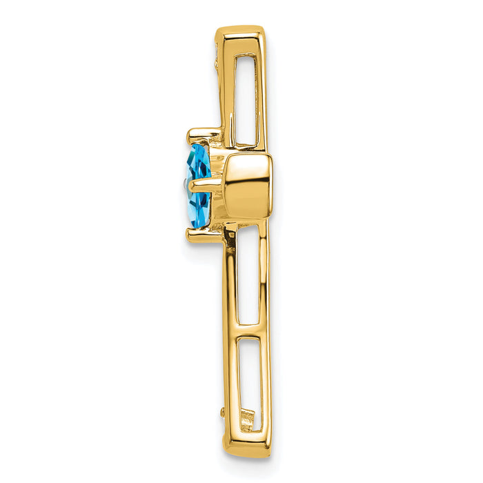 14k Blue Topaz and Diamond Cross Chain Slide-PM7031-BT-005-YA