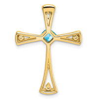 14k Blue Topaz and Diamond Cross Chain Slide-PM7031-BT-005-YA