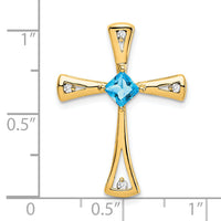 14k Blue Topaz and Diamond Cross Chain Slide-PM7031-BT-005-YA
