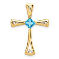 14k Blue Topaz and Diamond Cross Chain Slide-PM7031-BT-005-YA
