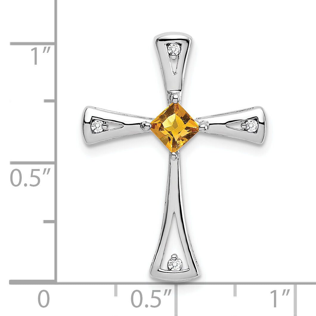 14k White Gold Citrine and Diamond Cross Chain Slide-PM7031-CI-005-WA