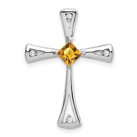 14k White Gold Citrine and Diamond Cross Chain Slide-PM7031-CI-005-WA