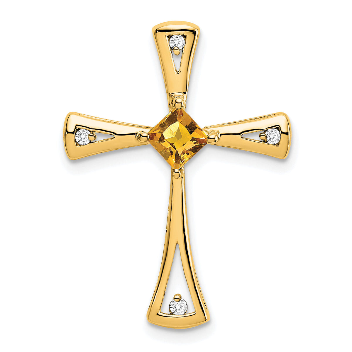 14k Citrine and Diamond Cross Chain Slide-PM7031-CI-005-YA