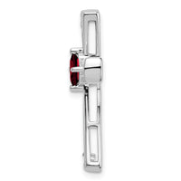 14k White Gold Garnet and Diamond Cross Chain Slide-PM7031-GA-005-WA