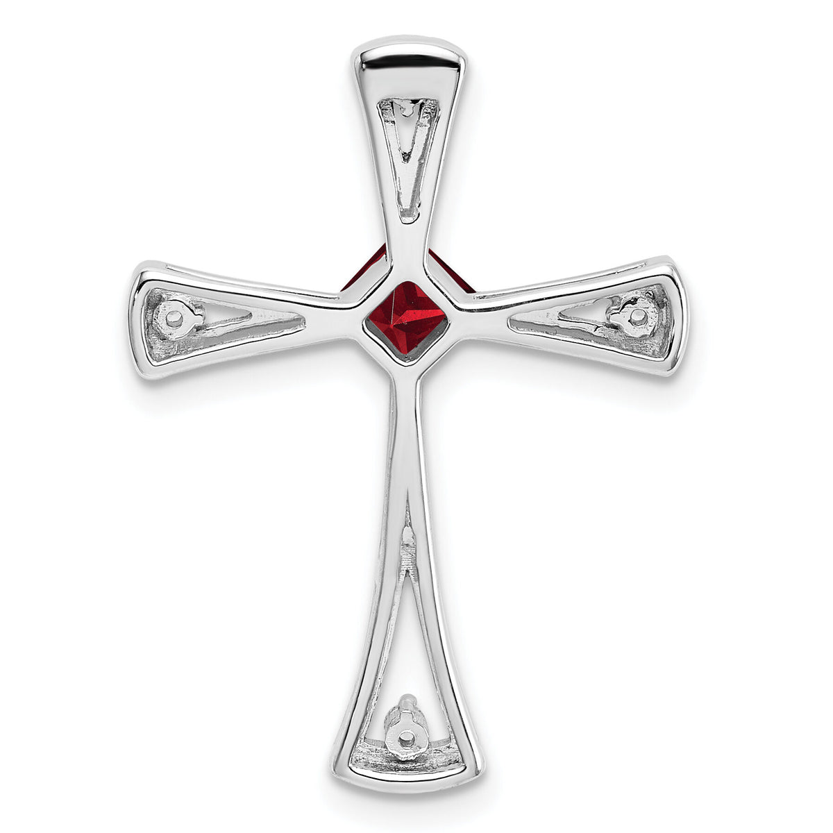 14k White Gold Garnet and Diamond Cross Chain Slide-PM7031-GA-005-WA