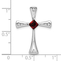 14k White Gold Garnet and Diamond Cross Chain Slide-PM7031-GA-005-WA